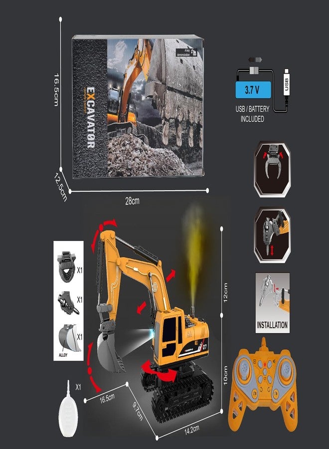 RareFind trove RC JCB Toy Excavator for Kids - 1:22 11-Channel Metal Remote Control Construction Vehicle with Lights, Sounds & 360° Rotation Yellow Digger Truck (Ages 6-12) - Image 4